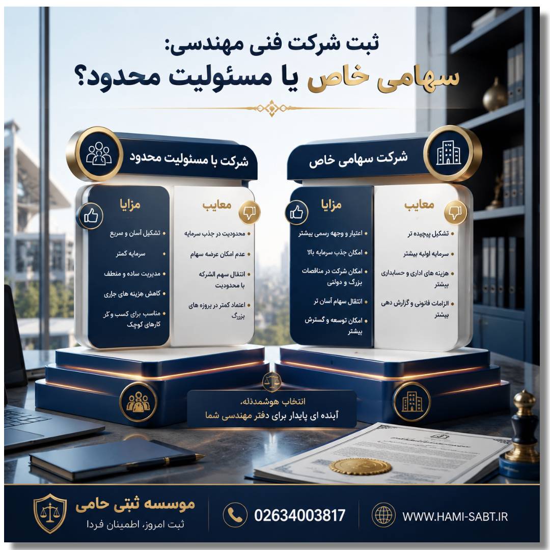 تأسیس دفتر فنی مهندسی 5 جهت تأسیس دفتر فنی مهندسی، شرکت سهامی خاص ثبت کنیم یا مسئولیت محدود؟