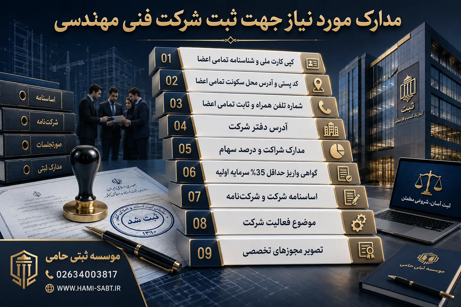 تأسیس دفتر فنی مهندسی 3 مدارک مورد نیاز جهت ثبت شرکت فنی مهندسی