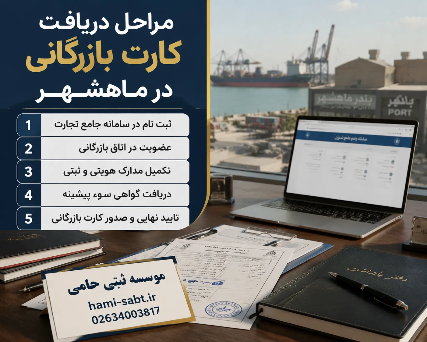 کارت بازرگانی در ماهشهر 3 مراحل دریافت کارت بازرگانی در ماهشهر: نقشه راه اجرایی از صفر تا صد