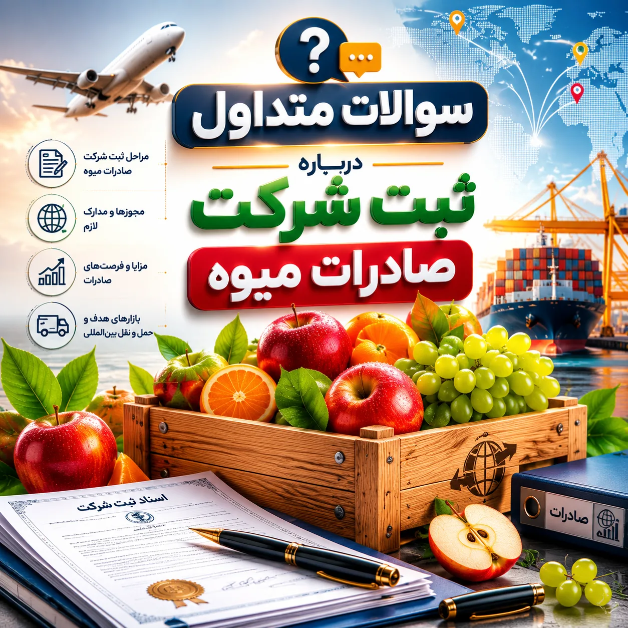 ثبت شرکت صادرات ميوه 8 سوالات متداول درباره ثبت شرکت صادرات ميوه